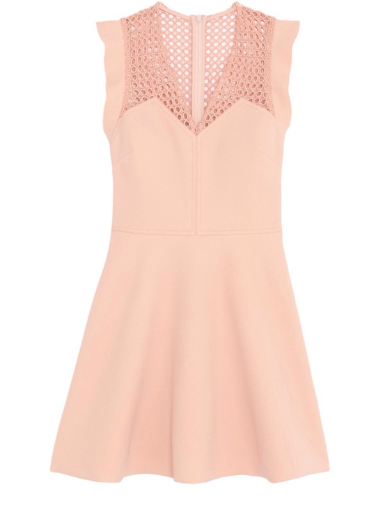 Sandro Dresses & Skirts - Sandro Peach Eyelet Mesh Fit & Flare Dress